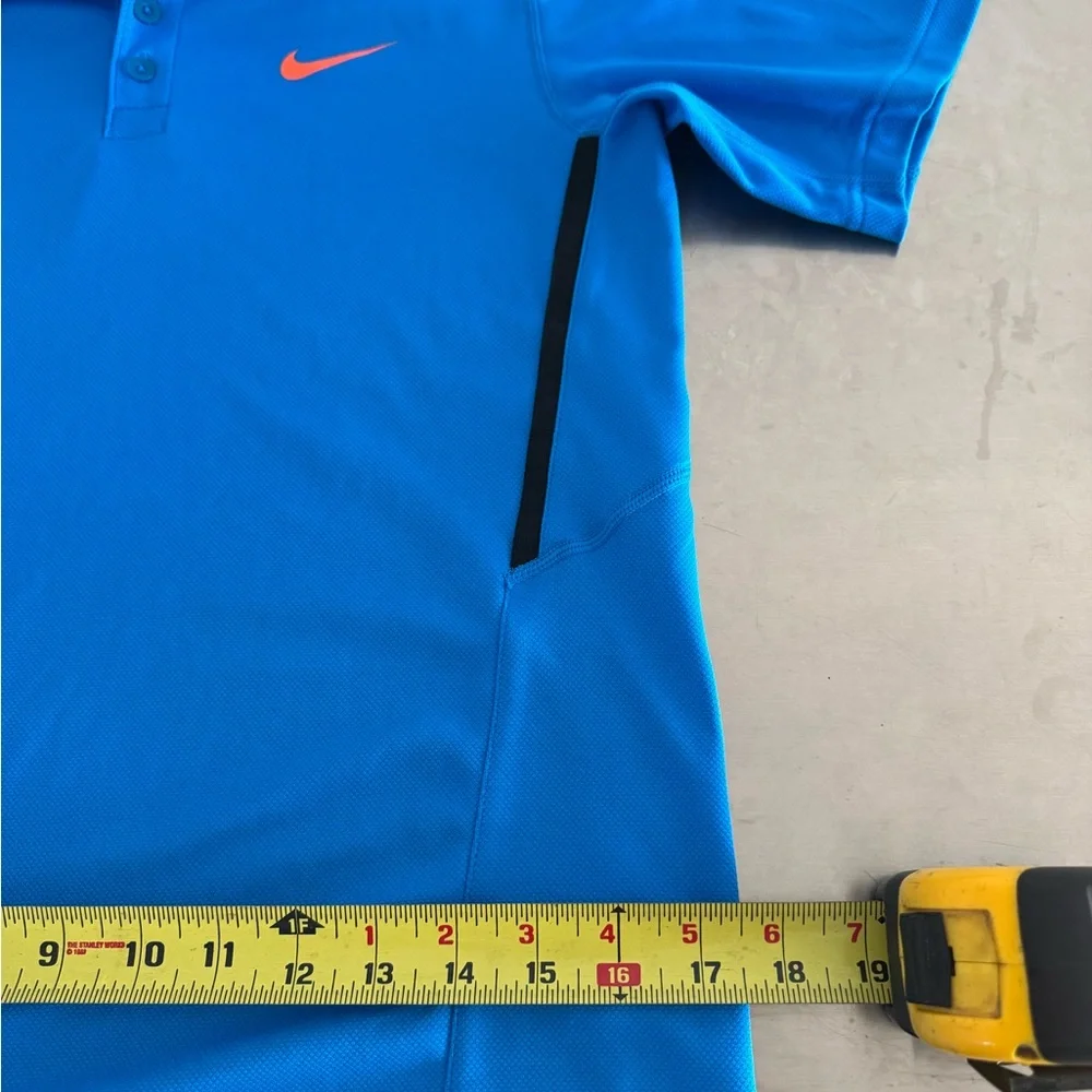 Nike Polo Shirt Blue and Orange Performance Fabric - Picture 7 of 9